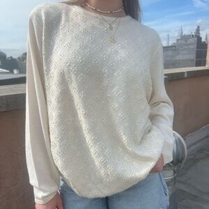 vintage alfred dunner white beaded sweater